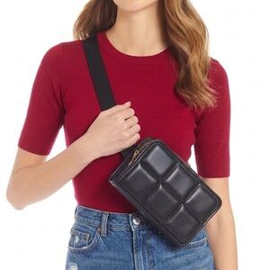 Amanda Uprichard Faux Leather Quilted Belt Bag Black NWT